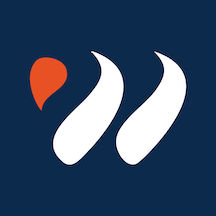 Stylized letter W with an oil drop accent